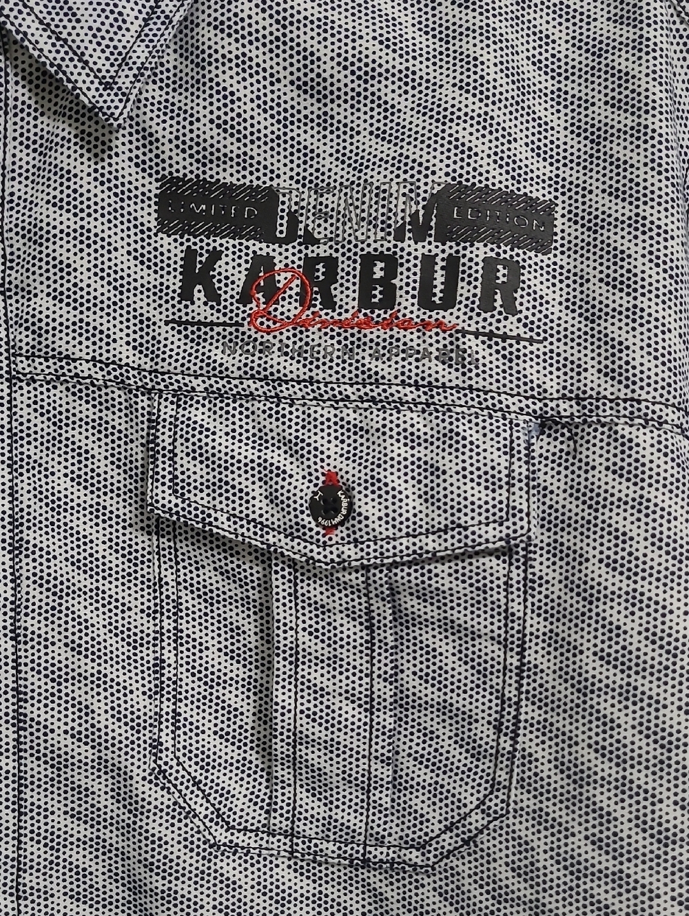 Karbur Blue & White Short-Sleeve Casual Button-Down Shirt Sz Med - Picture 2 of 16